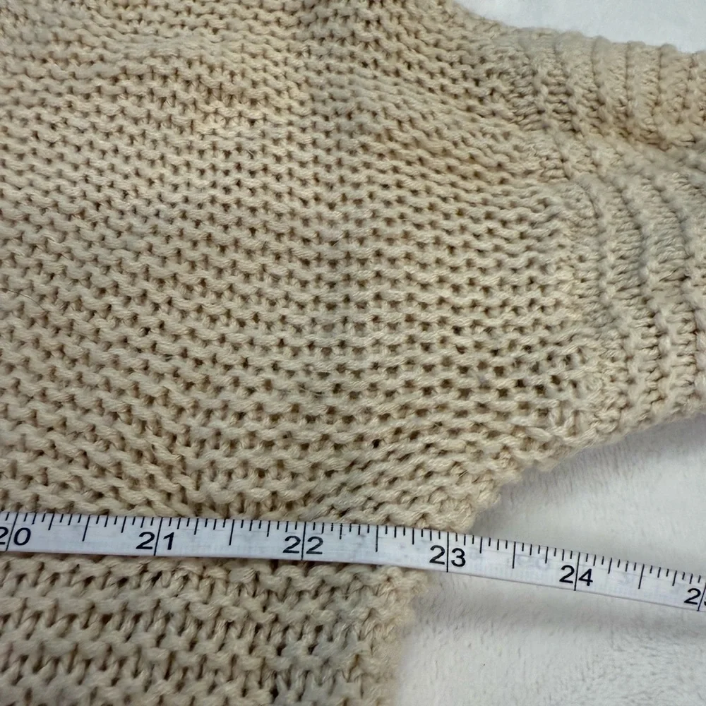 Jack by BB Dakota boho sweater cream chunky knit lace up V neck long sleeves Med - Picture 9 of 10